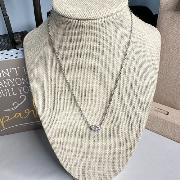 Park Lane Peyton Necklace 2 Carats CZ Pear-Shaped Pendant Silver-Tone Adjustable - Picture 2 of 7